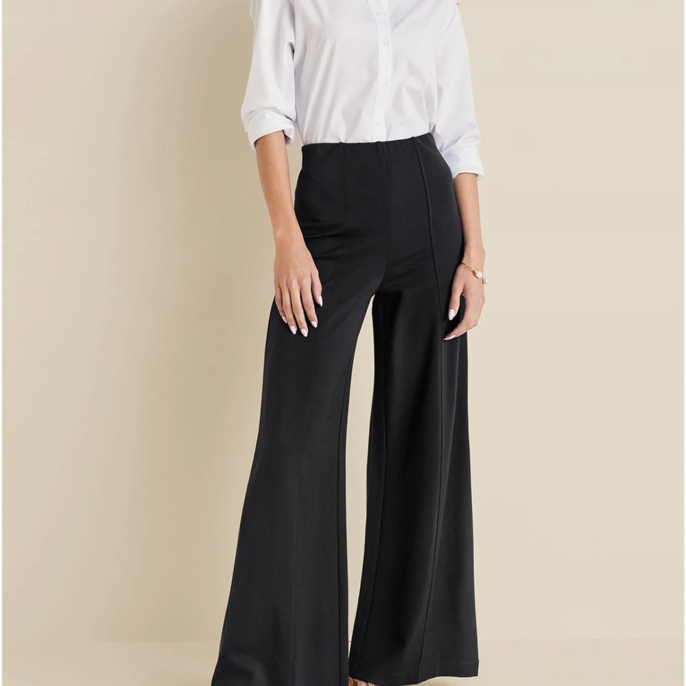VENUS Smoothing Ponte Wide-Leg Pants - Jet Black